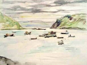 unbenannt [Ankernde Boote in Meeresbucht]