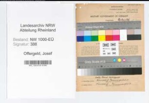 Entnazifizierung Josef Offergeld, geb. 28.10.1901 (Postbeamter)