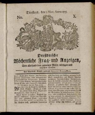 No. X. Dienstags, den 7. Mart. Anno 1775. - No. XVII. Dienstags, den 5. April. Anno 1775.