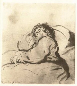 Schlafendes Mädchen : Schlafendes Mädchen. Zeichnung (1643; G. Flinck)