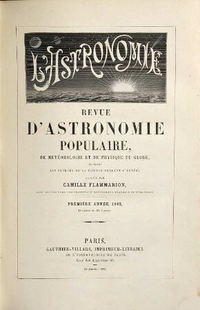 L' astronomie. 1, 1. 1882