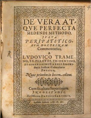 De vera atque perfecta medendi methodo, iuxta peripateticorum doctrinam
