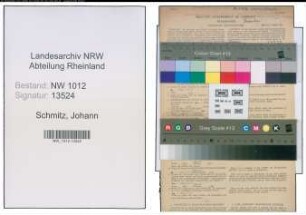 Entnazifizierung Johann Schmitz , geb. 02.06.1909 (Kaufm.Angest.)
