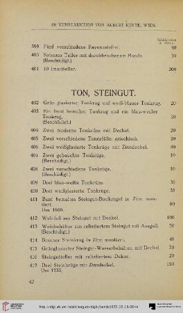 Ton, Steingut (Nr. 402-420)