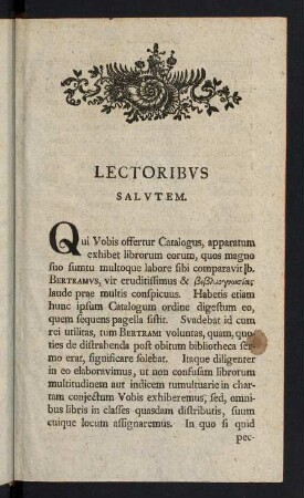 Lectoribus Salutem