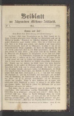 Beiblatt N° 3. Mai. 1881