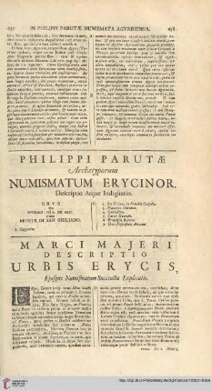 Philippi Parutae Archetyporum numismatum Erycinor