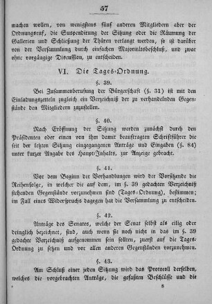 VI. Die Tages-Ordnung.