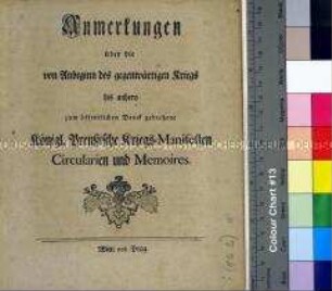 Abhandlung über die Königlich-Preußischen Manifeste den Siebenjährigen Krieg betreffend