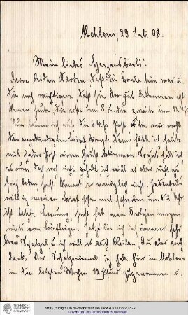 Brief vom 29.07.1908