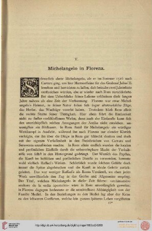 V. Michelangelo in Florenz