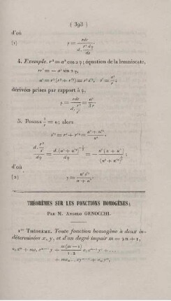 Théorèmes sur les fonctions homogènes.