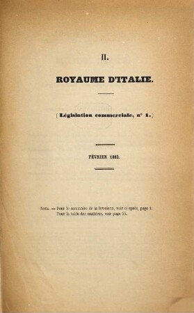 Annales du commerce extérieur. Royaume d'Italie. Législation commerciale. 1862/81 = No. 1 - 19