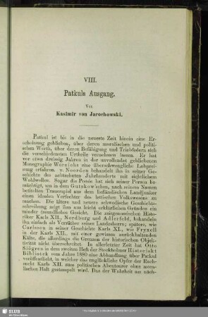 VIII. Patkuls Ausgang