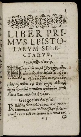 Liber Primus Epistolarum Selectarum.