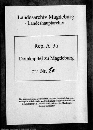 Nachricht des Koadjutors Johann Albrecht über den Tod des Erzbischofs Kardinal Albrecht