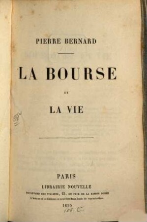 La bourse et la vie