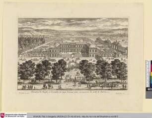 Chasteau de Clagny à Versailles en veüe d'oiseau auec ses auenues du costé de l'entrée