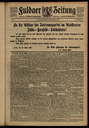 Erste Ausgabe vom Samstag, den 26. Januar 1907.