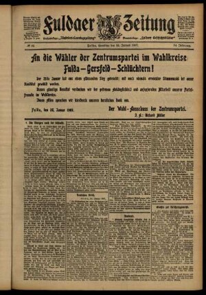 Erste Ausgabe vom Samstag, den 26. Januar 1907.