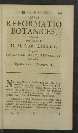 CXVII. Reformatio Botanices