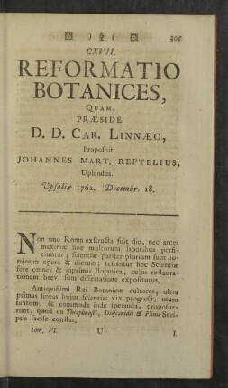 CXVII. Reformatio Botanices