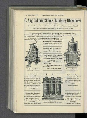 Speisewasser-Reiniger. Seewasser-Verdampfer. Extrakteure