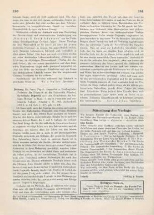 183-184 [Rezension] Die Lehre von den Sakramenten. Die Lehre von den letzten Dingen