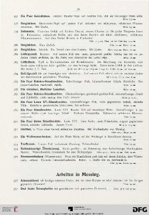 Arbeiten in Messing (Nr. 376-392)