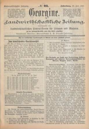 Siebenundfünfzigster Jahrgang. No. 25. Insterburg, 20. Juni 1889.