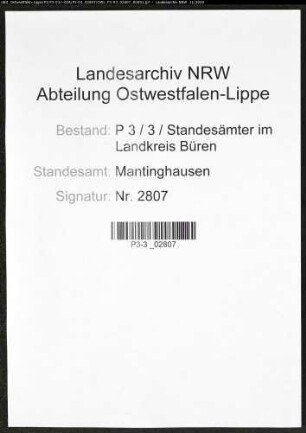 Sterberegister Standesamt Mantinghausen