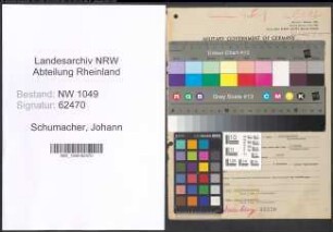 Entnazifizierung Johann Schumacher , geb. 20.09.1887 (Stellmacher)