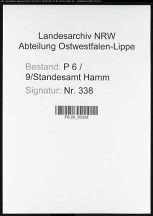 Sterberegister Standesamt Hamm