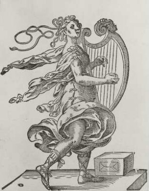 Vanitas, eine Sirene, die Harfe spielend