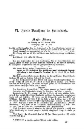 Fünfte Sitzung am Montag den 15. Januar 1883.