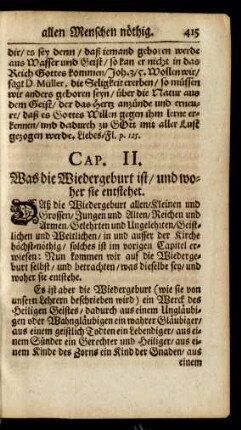 Cap. II. Was die Wiedergeburt ist/ und woher sie entstehet.