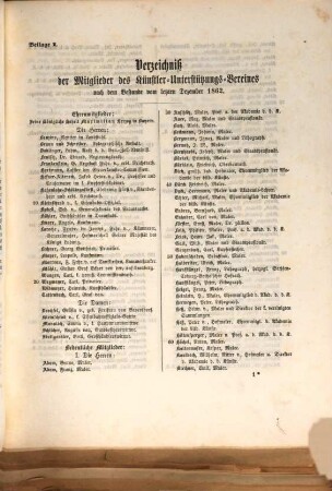 Bericht über den Bestand und das Wirken des Vereins zur Unterstützung Unverschuldet in Noth Gekommener Künstler und deren Relikten im Jahre .... 1862