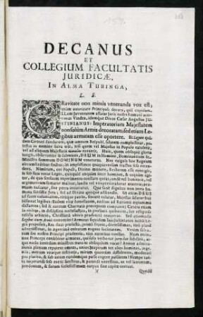 Decanus Et Collegium Facultatis Juridicae, In Alma Tubinga, L. S.