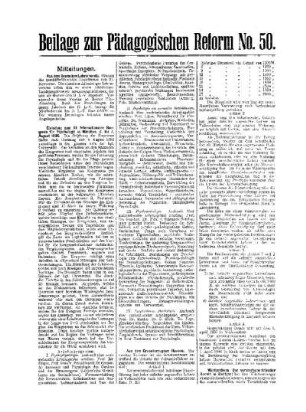 Mitteilungen : Beilage zur Pädagogischen Reform No. 50