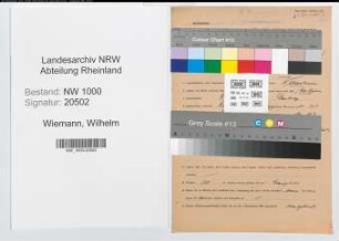 Entnazifizierung Wilhelm Wiemann, geb. 09.03.1911 (Hafenmeister)