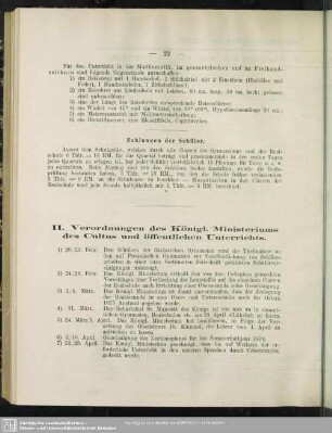 II. Verordnungen des Königl. Ministeriums des Cultus und öffentlichen Unterrichts