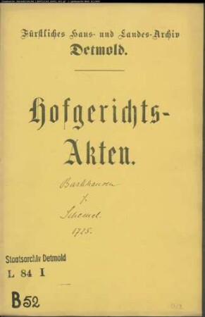 Barkhausen, Johann Bernhard zu Schötmar gegen Witwe Schemmel zu Salzuflen und Johann Bernd Meier zu Volkhausen - Schuldforderung