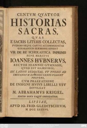 Centvm Qvatvor Historias Sacras