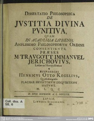 Dissertatio Philosophica De Iustitia Divina Punitiva
