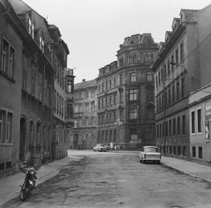 Prießnitzstraße : Dresden, Äußere Neustadt. Ansicht der Prießnitzstraße nach Süden, 1986