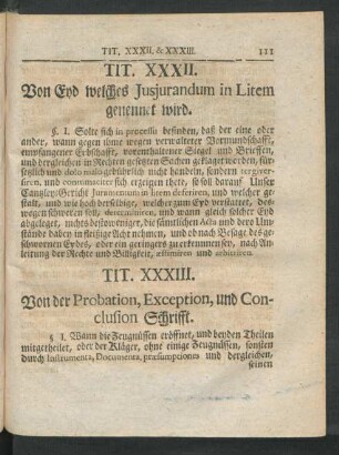 Tit. XXXII. Von Eyd welches Jusjurandum in Litem genennet wird.