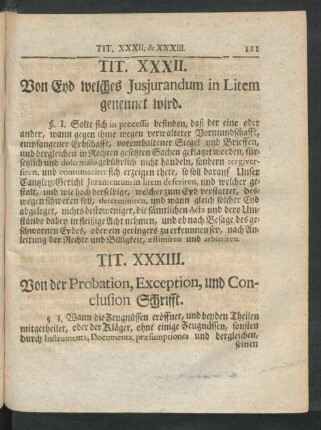 Tit. XXXII. Von Eyd welches Jusjurandum in Litem genennet wird.