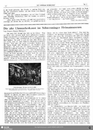 Die alte Uhrmacherkunst im Schwenninger Heimatmuseum