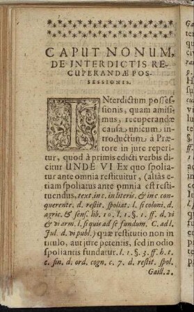Caput Nonum De Interdictis Recuperandæ Possessionis.