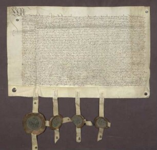 Erbhuldigungsrevers der Stadt und Amt Ettlingen gegen Markgrafen Christoph I. von Baden als dessen Leibeigenen